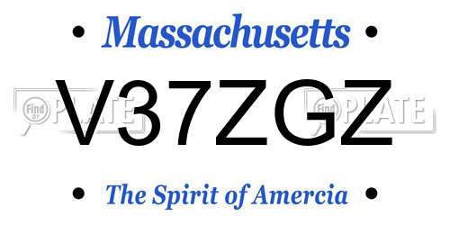 V37ZGZ Massachusetts License Plate