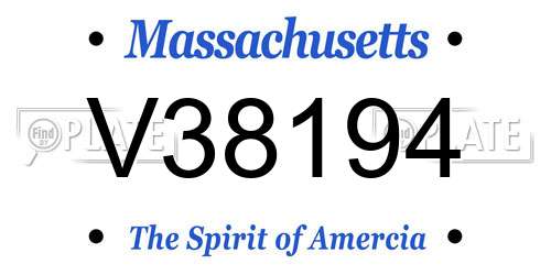 V38194 Massachusetts License Plate