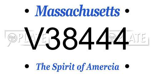 V38444 Massachusetts License Plate