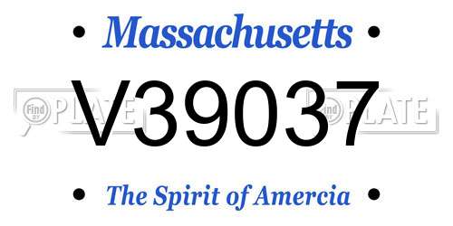 V39037 Massachusetts License Plate