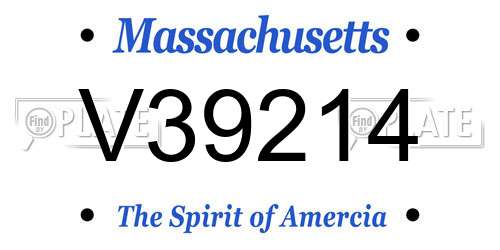 V39214 Massachusetts License Plate