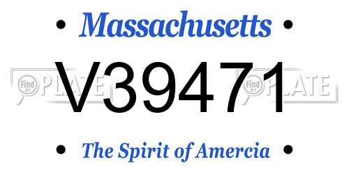 V39471 Massachusetts License Plate