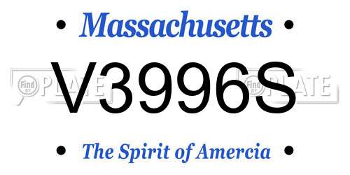 V3996S Massachusetts License Plate