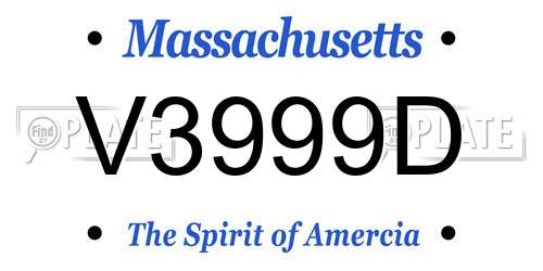 V3999D Massachusetts License Plate