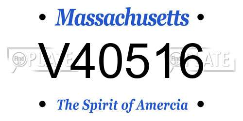 V40516 Massachusetts License Plate