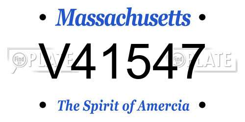 V41547 Massachusetts License Plate