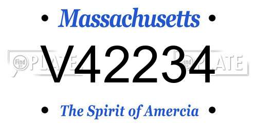 V42234 Massachusetts License Plate