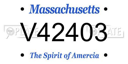 V42403 Massachusetts License Plate