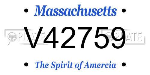 V42759 Massachusetts License Plate