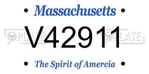 V42911 Massachusetts License Plate