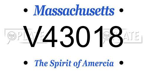 V43018 Massachusetts License Plate