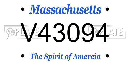 V43094 Massachusetts License Plate