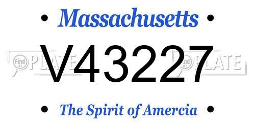 V43227 Massachusetts License Plate