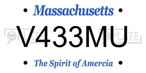 V433MU Massachusetts License Plate