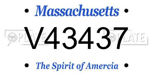 V43437 Massachusetts License Plate