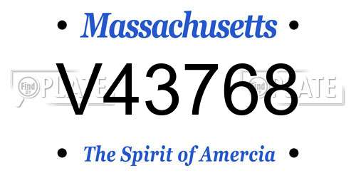 V43768 Massachusetts License Plate