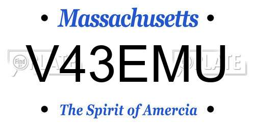 V43EMU Massachusetts License Plate