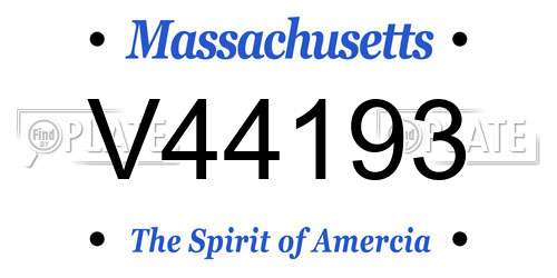 V44193 Massachusetts License Plate