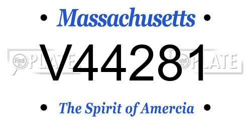 V44281 Massachusetts License Plate
