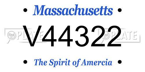 V44322 Massachusetts License Plate