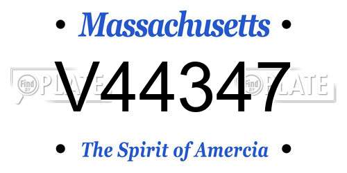 V44347 Massachusetts License Plate