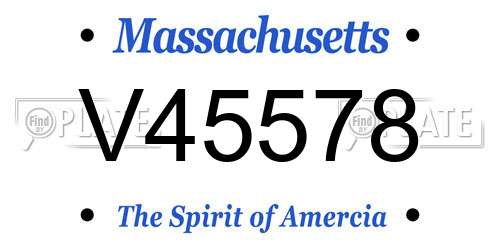 V45578 Massachusetts License Plate