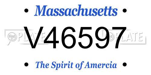 V46597 Massachusetts License Plate