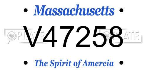V47258 Massachusetts License Plate