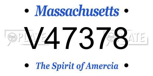 V47378 Massachusetts License Plate