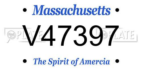 V47397 Massachusetts License Plate