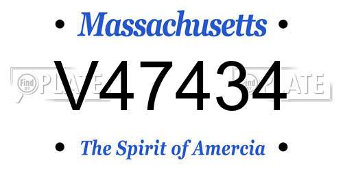 V47434 Massachusetts License Plate