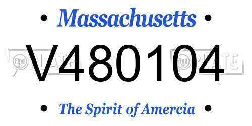 V480104 Massachusetts License Plate