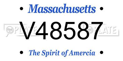 V48587 Massachusetts License Plate