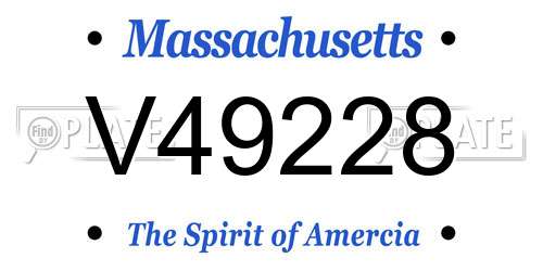 V49228 Massachusetts License Plate