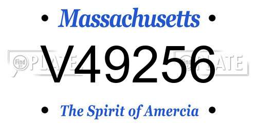 V49256 Massachusetts License Plate