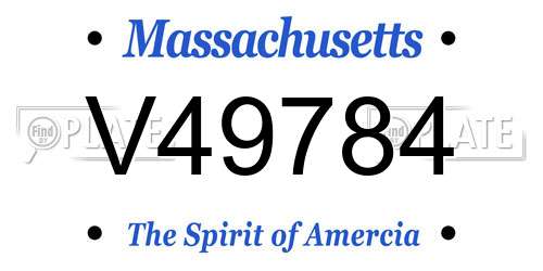 V49784 Massachusetts License Plate