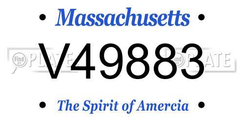 V49883 Massachusetts License Plate