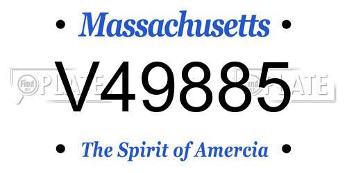 V49885 Massachusetts License Plate