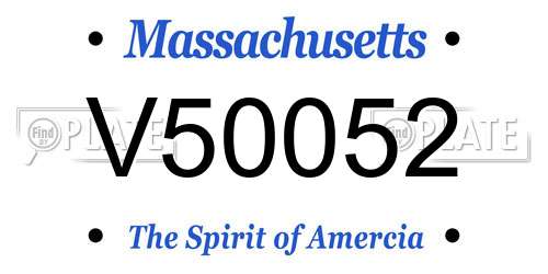 V50052 Massachusetts License Plate