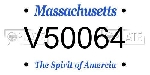 V50064 Massachusetts License Plate
