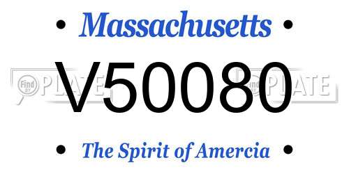 V50080 Massachusetts License Plate