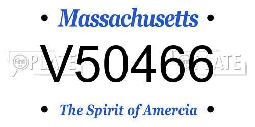 V50466 Massachusetts License Plate