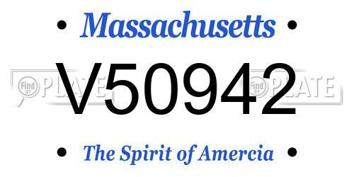 V50942 Massachusetts License Plate
