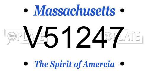 V51247 Massachusetts License Plate
