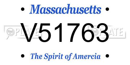 V51763 Massachusetts License Plate