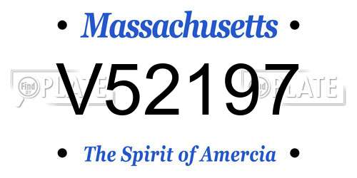 V52197 Massachusetts License Plate
