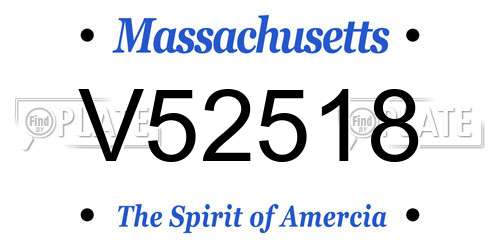 V52518 Massachusetts License Plate