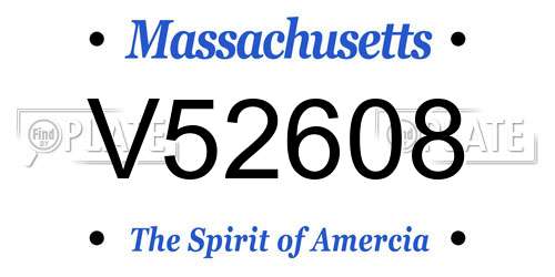 V52608 Massachusetts License Plate