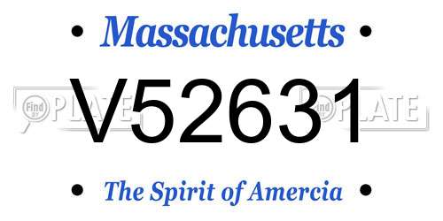 V52631 Massachusetts License Plate