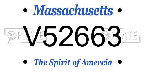 V52663 Massachusetts License Plate